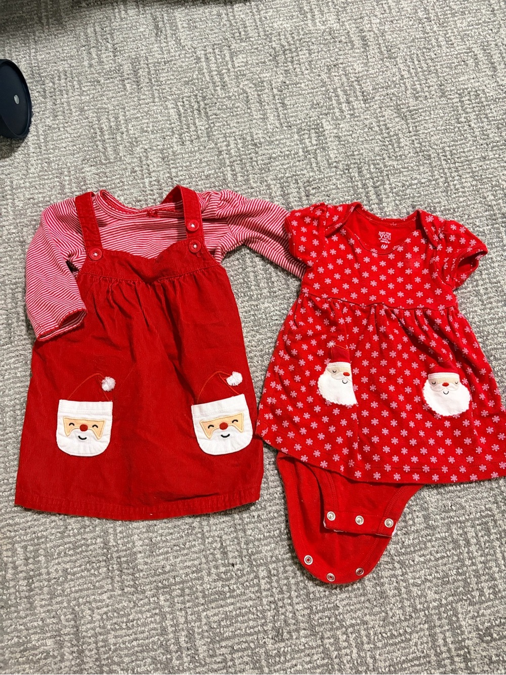 Carter's Red Santa Pocket Dress & Red Snowflake Bodysuit Set. Both together